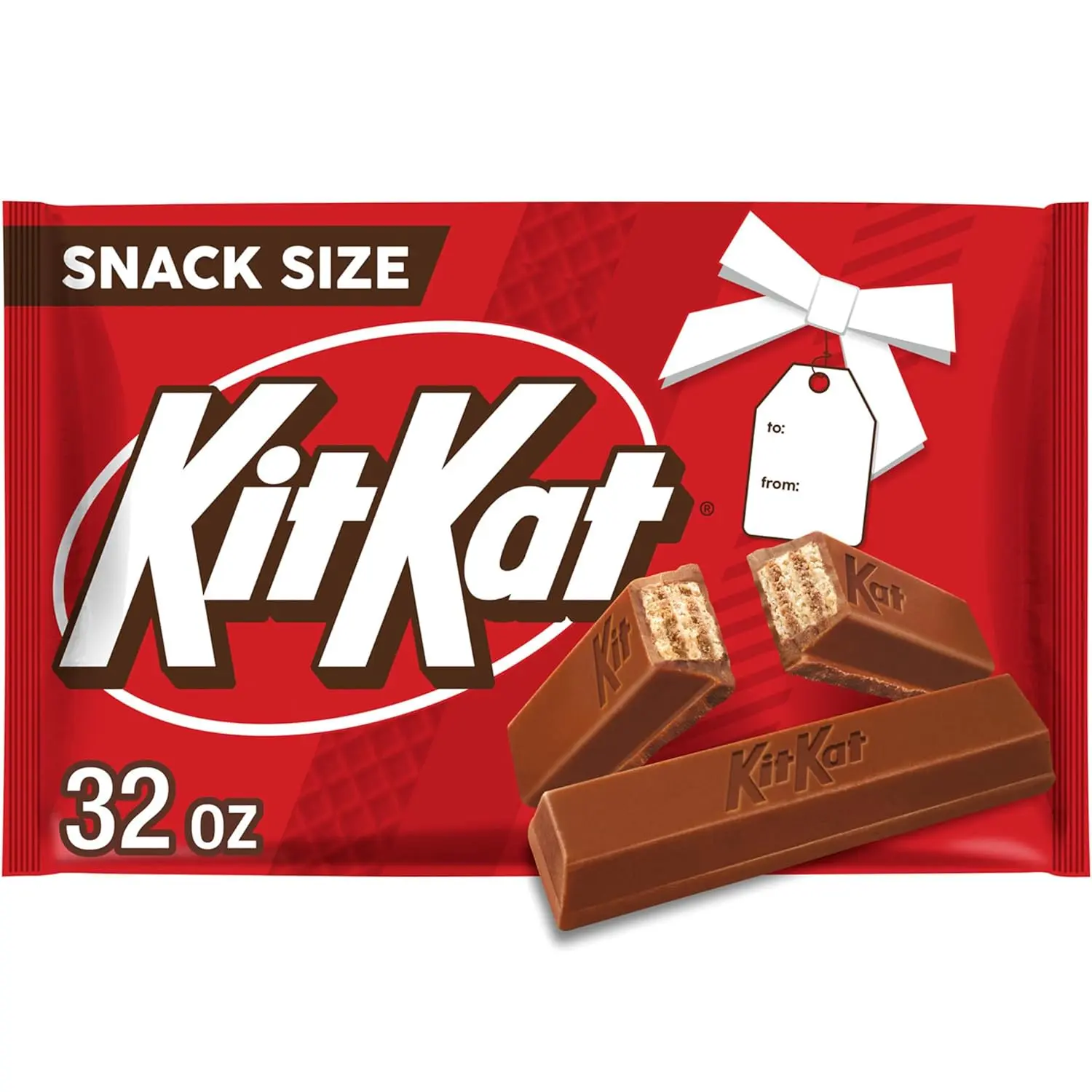 KIT KAT Milk Chocolate Wafer Snack Size, Christmas Candy Bag, 32 oz