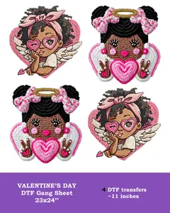 Valentine's Day DTF Transfers Gang Sheet. Ready To Press for Cotton Polyester & Blends Handmade Gifts DIY Material