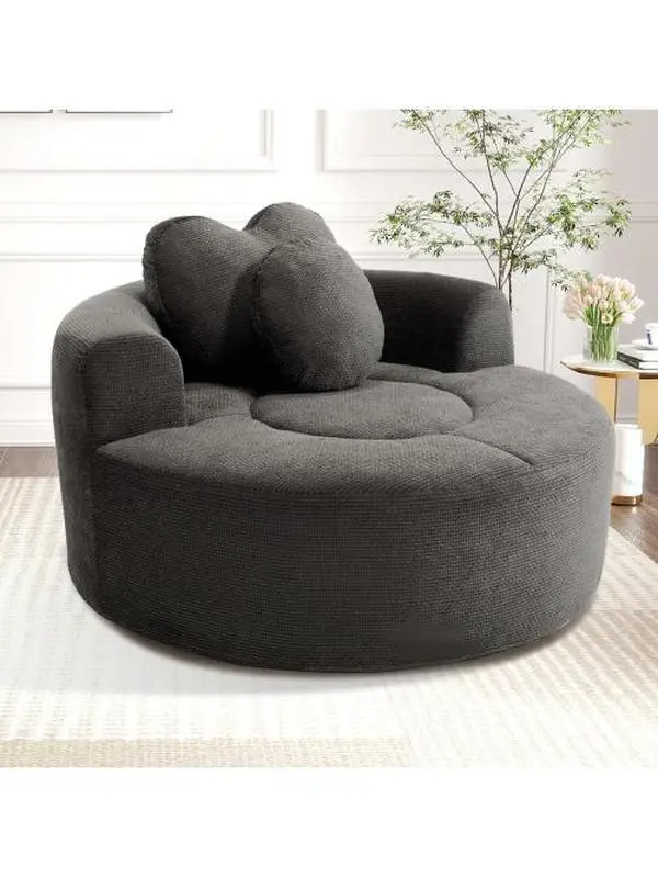 Round Sofa Bed with Memory Foam Sectional Couches for Living Room, Cloud Couch with three pillows