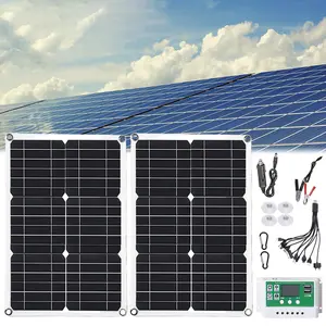 20W Solar Panel Kit Complete 12V Polycrystalline USB Power Portable Outdoor Rechargeable Solar Cell Solar Generator For Home Garden, Trickle  charger Usb Cable