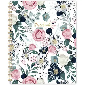 Spiral Notebook - Notebooks Spiral Bound, 8.5" * 11", Journal Notebook with Thick Paper &  Pocket, 160 Pages, with -Wire Binding, Journals for Women, College Ruled Notebooks - Floral