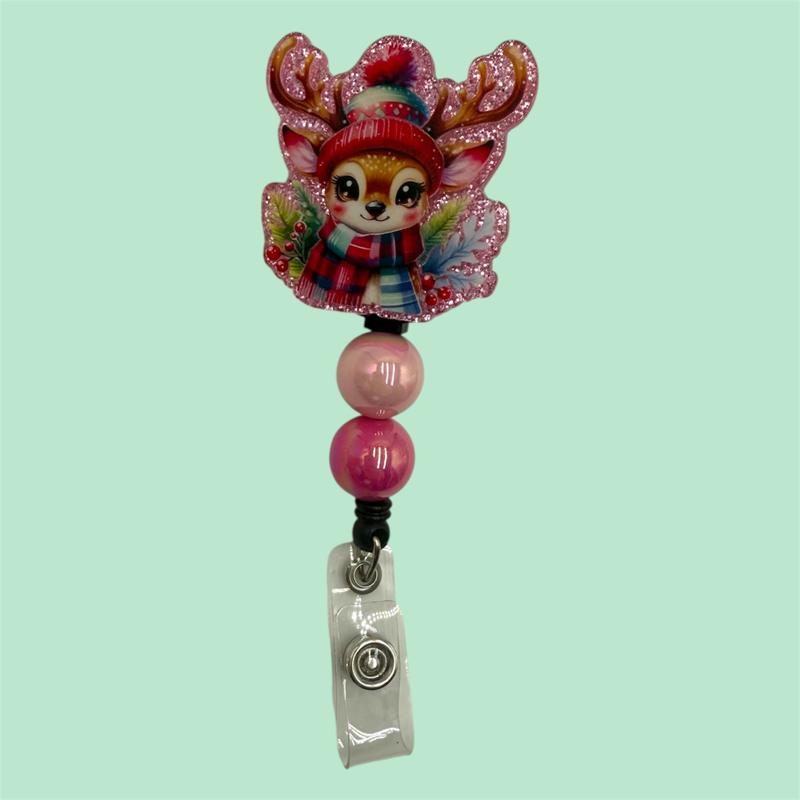 CHRISTMAS Acrylic Flatback Retractable Badge Reel with Alligator Clasp for Nurses Teachers & Dental Assistants Fun & Practical Seasonal Design Hot Cocoa and Christmas Movies