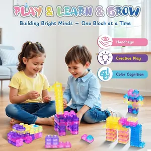 42 PCS Sensory Soft Building Blocks for Toddlers, Kids Montessori Squishy Stacking Toy Set,Squeezable & Stretchable Early Learning Construction Playset,Puzzle Blocks for Creative Play