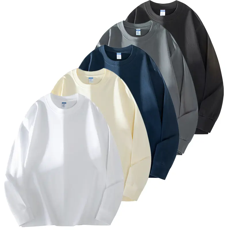 Men's Chic Solid Color Cotton Crew Neck Sweatshirt Multipack - Loose Fit Top for Casual All-Season Wear