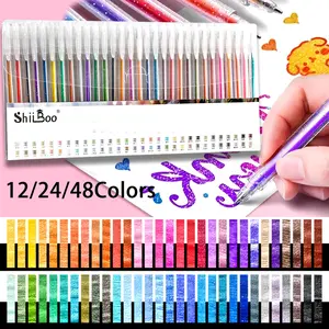 Set of 12-48 Metallic Glitter Gel Pens, 1.0 Mm Color Ballpoint Pen, Long Lasting Writing, Drawing, Marking, Coloring, DIY Art Supplies