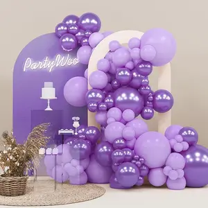 PartyWoo Purple Balloons 140 pcs Lilac & Metallic Purple Balloons 18 12 10 5 Inch for Garland Arch Birthday Party Decorations Non-Toxic Latex Wedding Baby Shower