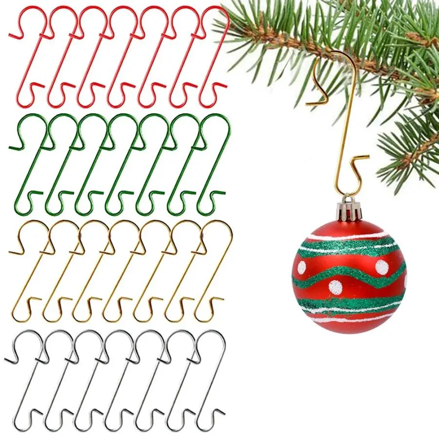 Christmas Tree Metal Hook, 30pcs/box Colorful S Hook, Decorative Hook for Christmas Socks Snowflake Bells, Holiday Party Gifts Small Hook