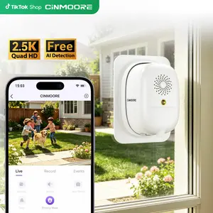 CINMOORE Wireless 2.5K Window Camera, 4MP Indoor Home Security Camera with AI Full Color Night Vision, Person & Motion Alerts, Quick Magnetic Installation, SD Card & Cloud Storage, 2.4GHz WiFi