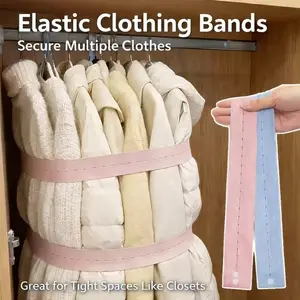 3 PCS of Elastic Clothing Organizer, Travel Luggage Space Saver, Adjustable Clothing Straps,With Buttons And Buckles, Drawer And Wardrobe Organizer, Random Colors