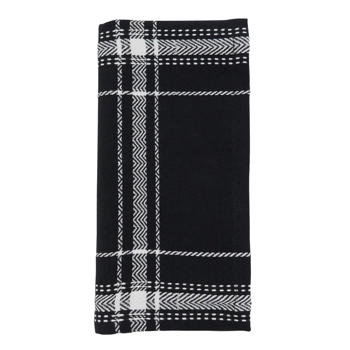 SARO 399.BK20S Checkered Cotton Dinner Napkins - 4-Piece Tabletop Tableware Set