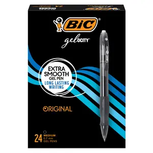 BIC Gel-ocity Original Retractable Gel Pen, Medium Point (0.7 mm), Black, 24-Count Retractable Pens