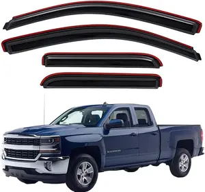 Extra Durable In-Channel Window Visor, Fits 2014-2018 Chevrolet Silverado & GMC Sierra 1500; 2015-2019 Silverado/Sierra 2500 HD, 3500 HD; 2019 Silv./Sierra Limited, Double Cab, Smoke, 4-Pcs