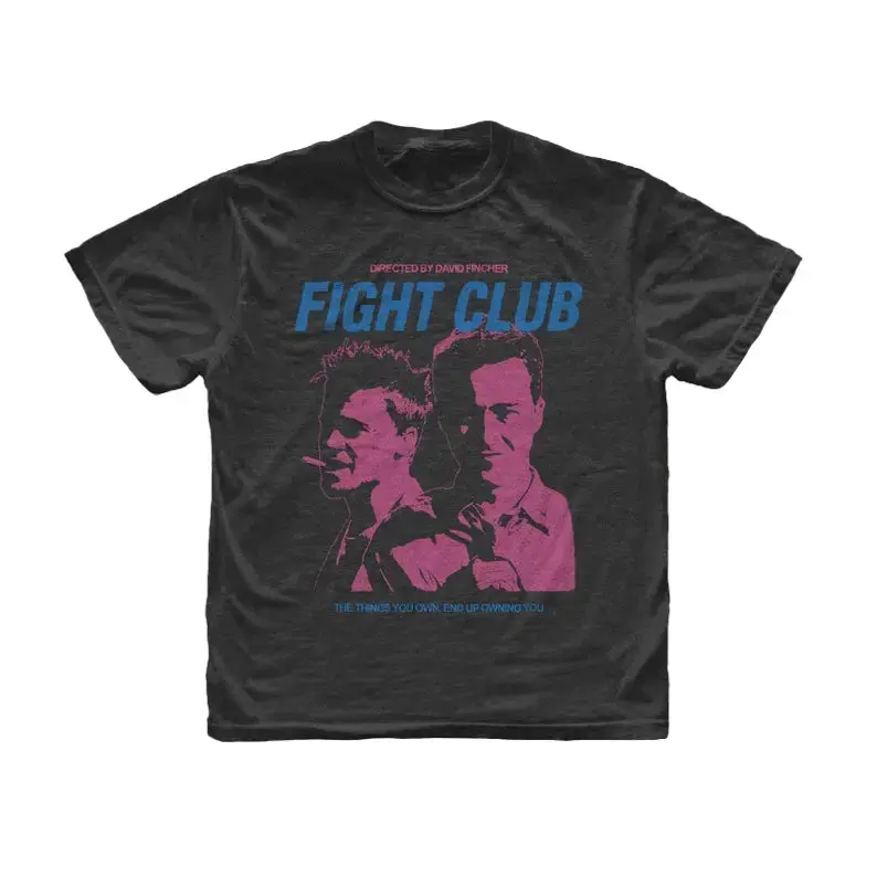 Fight Club T-Shirt, Retro Movie Art Tee, David Fincher Cult Film, Vaporwave Style, Minimalist Tyler Durden Graphic, Unisex Cotton Graphic Tee