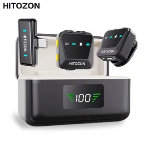 HITOZON Wireless Lavalier Microphone, USB Rechargeable Wireless Microphone with Charging Case, Lapel Mini Mic for Video Recording, Teaching, Interviews, Podcast, Audio, Portable Mic