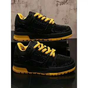 GGOR Men'S Fashionable Casual Shoes| Trendy Sneakers And Versatile Loafers With Upper And Rubber Sole, Lace Closure, Solid Color Pattern