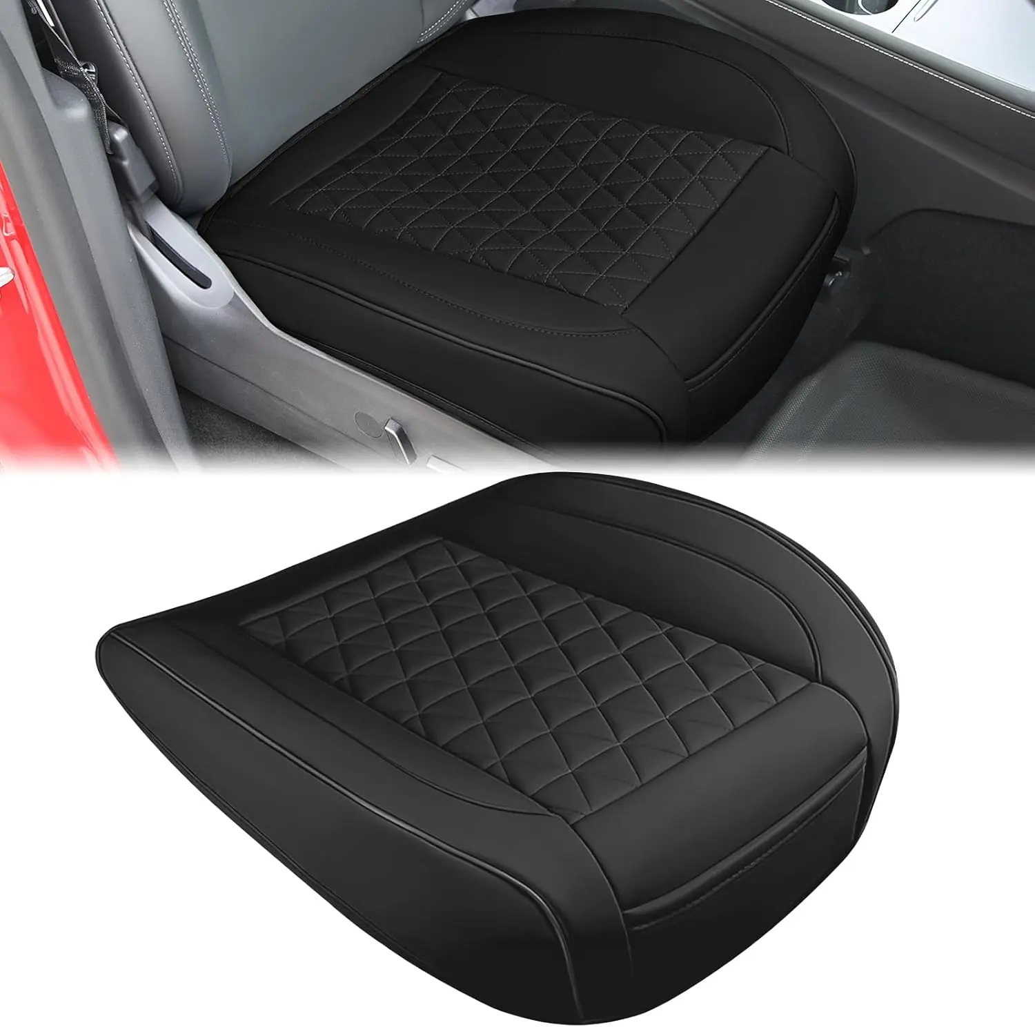 Nilight Black Leather Front Car Seat Covers - Waterproof Auto Accessories, Anti-Slip Cushion, Bottom-Wrapping Design, Storage Bag, Seat Covers for Cars Fit Sedans, SUVs, Trucks, Car Seat Protectors, Simple