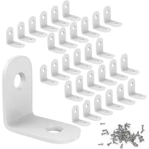 30 count 1" x 1" Stainless Steel Corner Brace, 90  Small Right Angle L-Shape Joint Corner Brackets Fastener with Screws,  for Furniture, Cabinets, Bookshelf, Chair, Drawer, Shelves