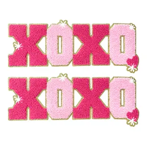 Iron On Patches Chenille Embroidered Applique with Glitter Edge Valentine's DIY Cute Accessories for Clothing Backpacks Jackets Decoration