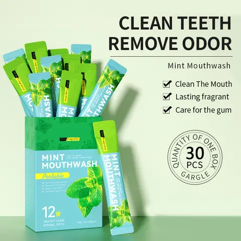 NBGRLVS Alcohol-Free Travel Size Mouthwash Multi-Pack (Boxed) - 10ml/0.34oz Mini Packets for Adults' On-The-Go Oral Care, Teeth Cleaner with Menthol Mint/Lemon Flavors, Deionized Water, Cleansing, Antibacterial, Fresh Breath, Alcohol-Free Feels Gentle