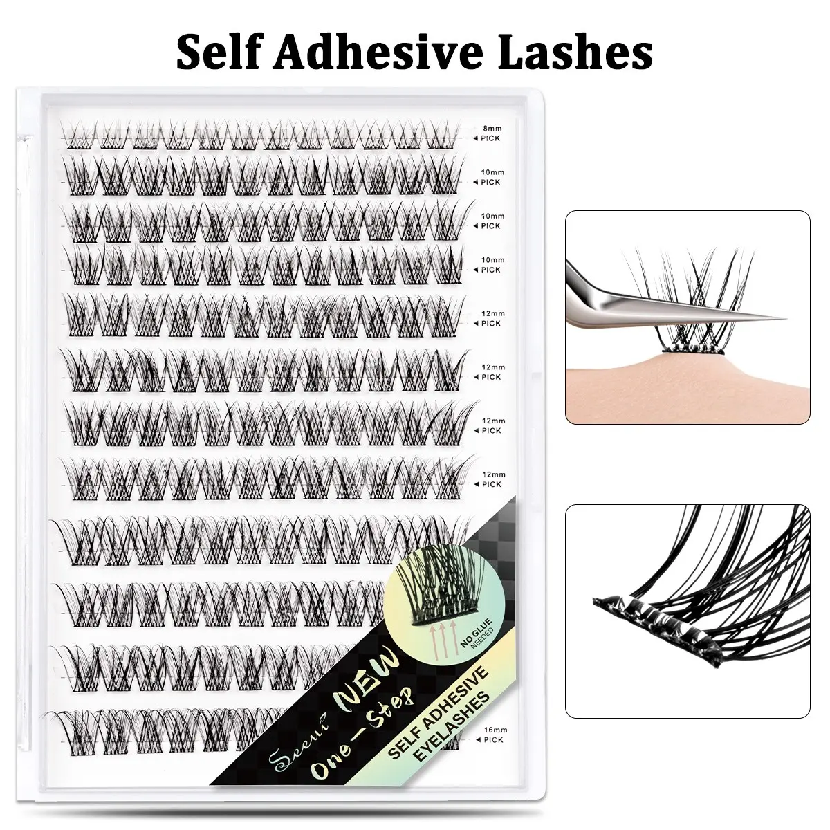 Self Adhesive Eyelashes, 40D/ 100D/ Wispy/ Volume/ Natural Look,  Ultra-Thin & Lightweight,  Invisible Strip Tape, Longer Lasting, No Sticky Residue Pre Glued Eyelashes, No Glue Needed Press On Lashes, Easy Apply for Beginners, Glueless Lashes