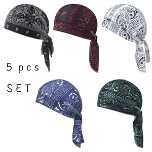 Paisley Cooling Bandana Set, Breathable Quick-Dry Head Wrap, UV Protection & Sweat-Wicking, Elastic Pirate Style, Helmet Compatible for Motorcycle, Cycling, Hiking, Sports & Daily Use, Machine Washable Ice-Cool Paisley Print Scarf