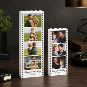Father's Day Custom Photo Building Blocks: Father's Day Gift from Kids, Dad Photo Polaroid Photo Strip Gift