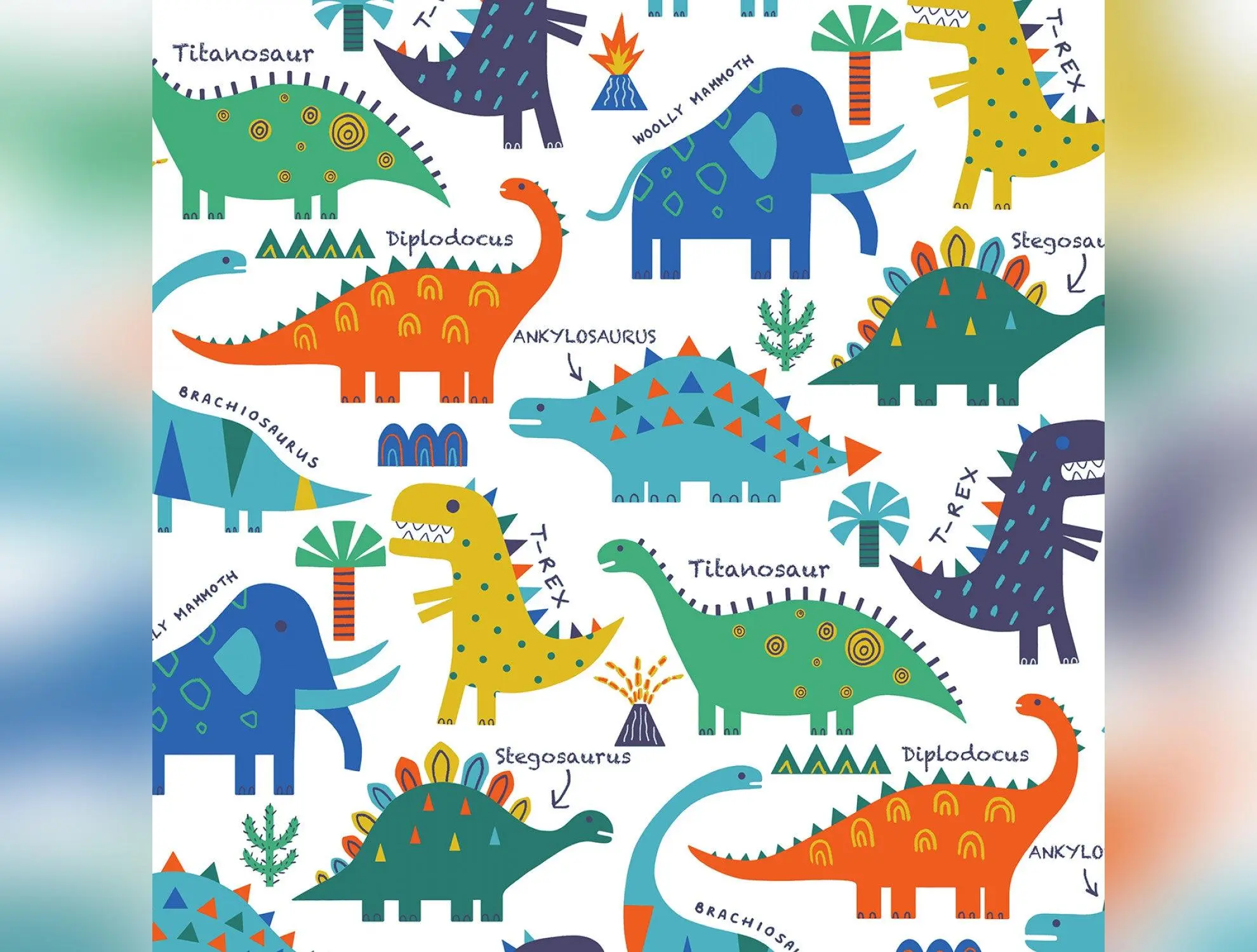 Stomping Ground Flannel | Ptero-Bly Cute - White by Dear Stella Design | STELLA-F3116