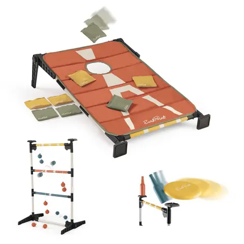 EastPoint 3-in-1 Backyard & Tailgate Game Combo Set with Ladderball Bottle Smash and Full Accessories