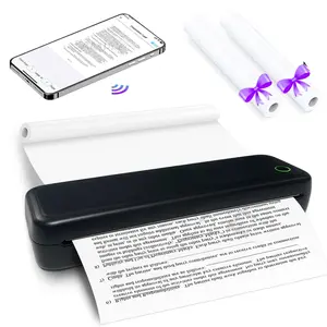 Portable A4 Thermal Printer, USB Rechargeable Wireless Mobile BT & PC Printer with 2 Roll Paper, Suitable for Home, School & Office, Thermal Label Maker