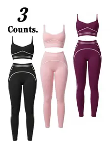 Gym clothes set, Women's slim-fit sports fitness yoga set, new multi-piece set to create a peach-shaped butt, lifting tight yoga pants, sports vest, suitable for high-intensity outdoor sports like tennis, quick-dry, sweat-absorbing