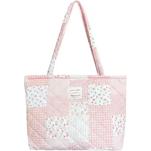 Sunwel Fashion Top Zipper Floral Quilted Bag Small Tote Bag for Women