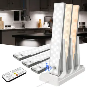 EZVALO Under Cabinet Lights with Charging Station, 2000mAh Rechargeable Motion Sensor Light Indoor, 3 Color Temps, Remote Control, Timer, Dimmable Wireless Closet Lighting for Kitchen, Wardrobe, Pantry, No Drilling, Renter-Friendly