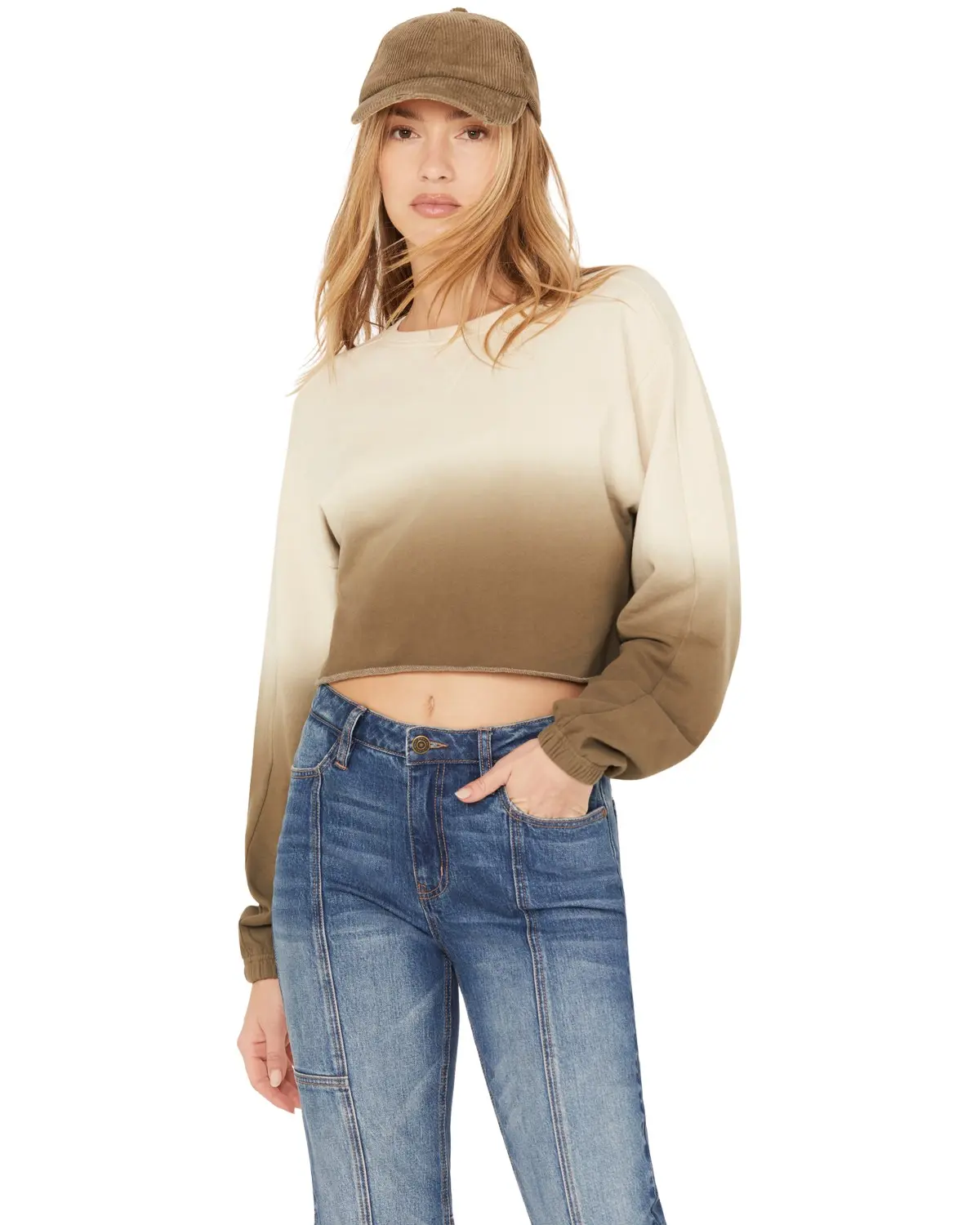 Cleo + Wolf Women's Women'S Ombre Cropped Dolman Sweatshirt - Clsu23k73