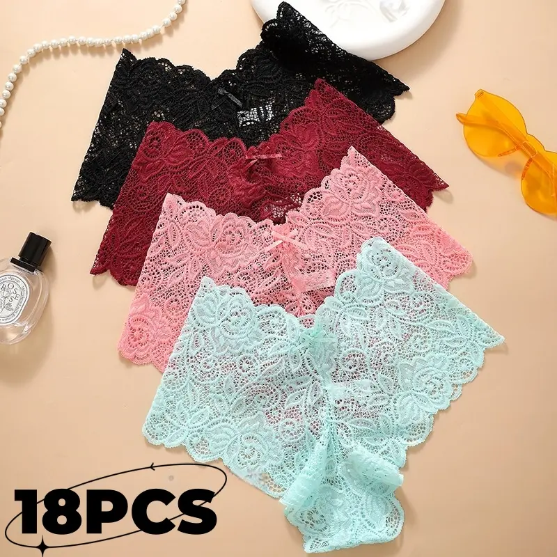 H 18-piece breathable lace panties redefine sensuality: soft, elastic & unrestricted.  Perfect for  other romantic occasions.  Six classic colors for diverse moods. Lace panties*. Womenswear Basic Womenswear Lace Underwear Soft Comfy Knicker panties thong