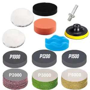 67-Piece Car Polishing Kit, Includes 2 Polish Pads, 2 Sponge Pads, 1 Adapter Pad, 60 Sanding Sheets, for Auto, Rotary Tools and Metal Polishing, Car Polisher Tool