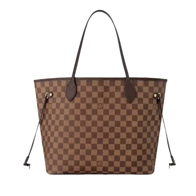 Pre-owned Louis Vuitton Neverfull MM Damier Ebene Checkered Pattern Bag, Elegant Pre Loved Tote Bag, Elegant Bags