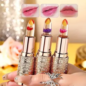 Flower Design Color Changing Lipstick 1Pc Moisturizing Lip Balm for Girls Women Makeup Accessory Christmas Gift Lip Plumper Gloss Hydrating Radiant Makeup Products Lip Oil Moisturizer Care Lipgloss