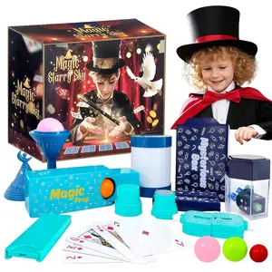 Children's magic gift box 10 in 1 set of magic props suitable for beginners children's imagination development puzzle toy christmas and halloween birthday gift toys