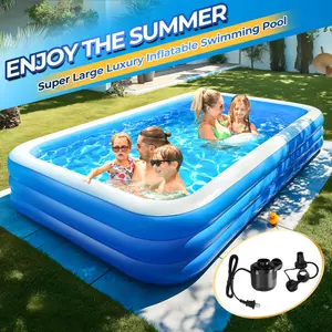 [Inflatable Pool] 2026 Large 70in/122in Inflatable Pool for Adults | Spacious Family Swimming Pool, 125 Inches, Multi-layer Thicken PVC Material, Foldable Oversized Blow Up, Durable Construction, Ideal for Outdoor, Garden, Backyard,