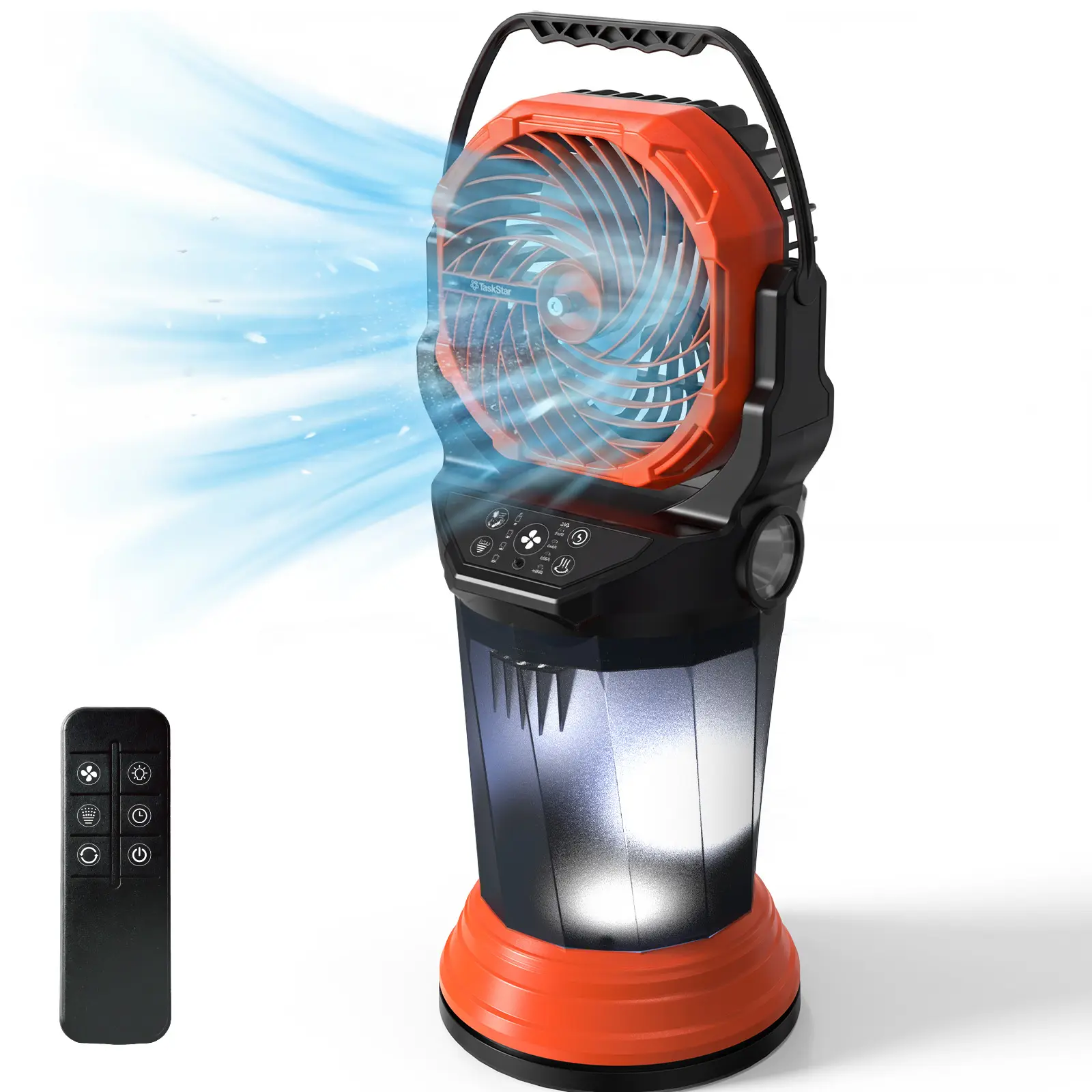 TaskStar Portable Misting Fan, Rechargeable Battery-Powered Outdoor Cooling Fan with 2L Water Tank, RGB Lights, 4 Speed Modes, 4 Spray Modes, for Patio, Camping, Garage