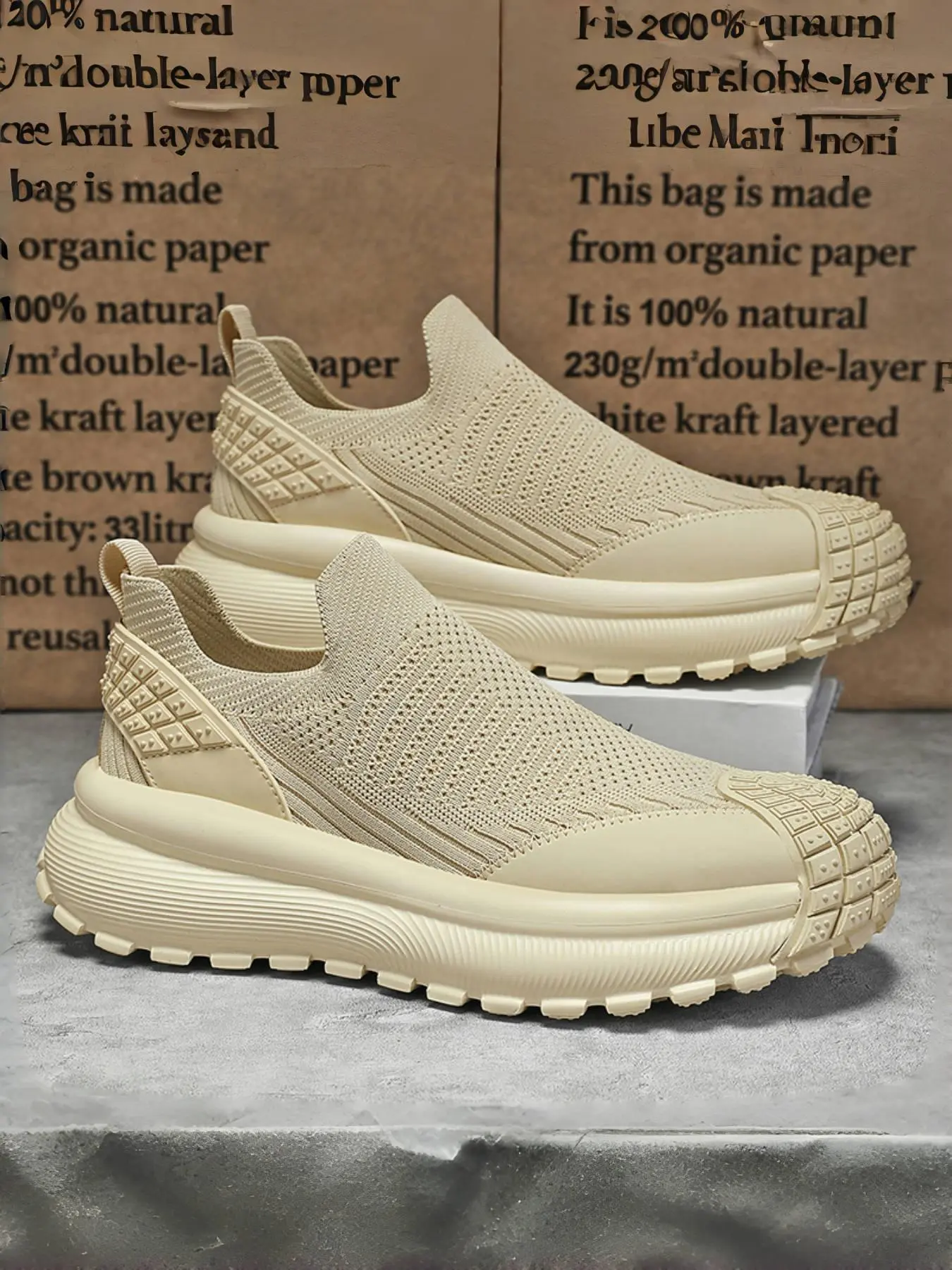 Men's Flyknit Slip-On Sneakers | Breathable Thin Sole Loafers | Lightweight Casual Walking Shoes Slip Ons Sneakers