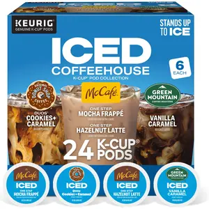 Keurig, ICED Coffeehouse Variety Pack Medium Roast K-Cup Coffee Pods, 24 count