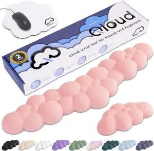 Qloud Cloud Wrist Rest Keyboard Wrist Rest for Computer Keyboard Pad, Cloud Keyboard Wrist Rest, Wrist Pad for Keyboard, Memory , Non Slip Base, Comes with  Pad - Pastel