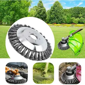 150mm / 6 Inch Steel Wire Trimmer Head | Round Steel Wire Brush & Grass Brush Cutter String Trimmer Replacement | Multi-Purpose Garden Tool for Brick Road Pavement Joints, Moss & Rust Removal | Efficient Lawn Maintenance Accessory