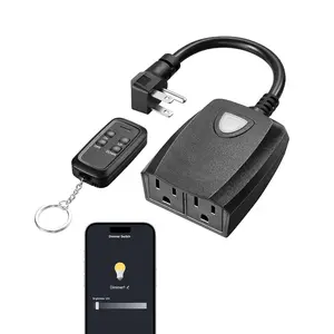 Outdoor Dimmer for String Lights,  Dimmer Plug with Remote, Compatible with Alexa &  , , 100FT Range, Remote Dimming for Dimmable LED/Tungsten Bulbs, FCC Certified