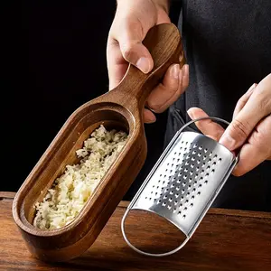 Stainless Steel Cheese Grater with Ergonomic Design, Multi-Blade Durable Wood Kitchen Tool for Chocolate Vegetables Fruits, Easy to Use