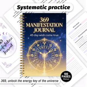 369 Manifestation Journal, Guided Journal, Cosmic Energy Awakening Guide 45-Day Wish Fulfillment Plan Includes 3-6-9 Programming Method Affirmations + Inspirational Questions Goal Setting Law of Attraction Self-Care & Dream Realization Notebook
