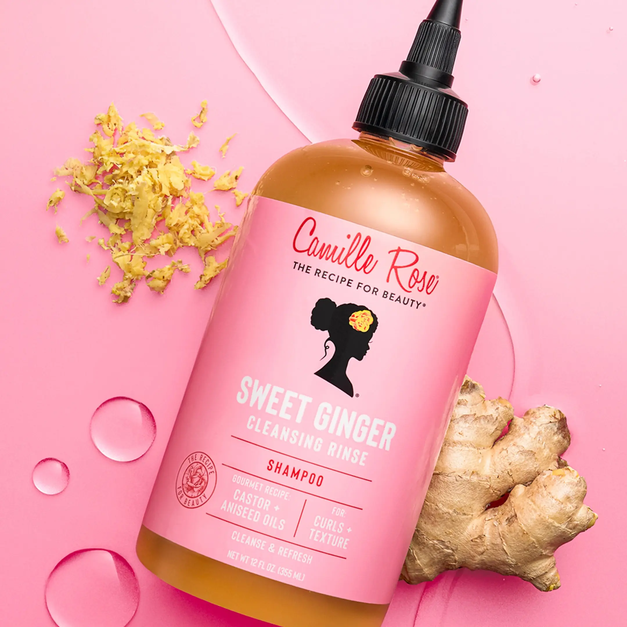 Camille Rose Sweet Ginger Cleansing Rinse, 12 oz, Sulfate-Free Hair Cleanser, Removes Build-Up, Moisturizing Camille Rose Sweet Ginger Cleansing Rinse, 12 oz, Sulfate-Free Hair Cleanser, Removes Build-Up, Moisturizing