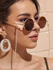 1pc Elegant Imitation Pearl Eyeglass Chain, Simple Anti-Slip Anti-Lost Glasses Cord, Imitation Pearl Eyewear Strap, Women's Eyewear Accessories