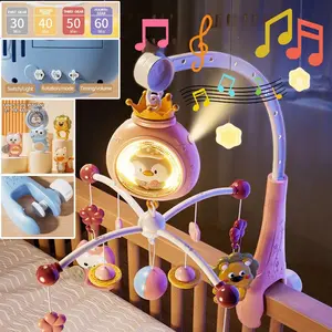 Remote Control Baby Crib Mobile With Projection, Music, And Night Light, Musical Light Up | ABS Material Animal Design Rotating Toy | Soothing Lullabies For Bedtime & Relaxation | Ideal Newborn Baby Shower Gift